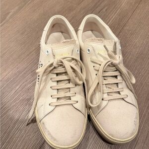 Authentic Saint Laurent Cream Lace-Up Sneakers